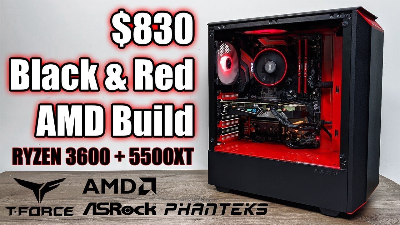 AMD Black & Red $830 PC Build – Ryzen 3600 + 5500XT