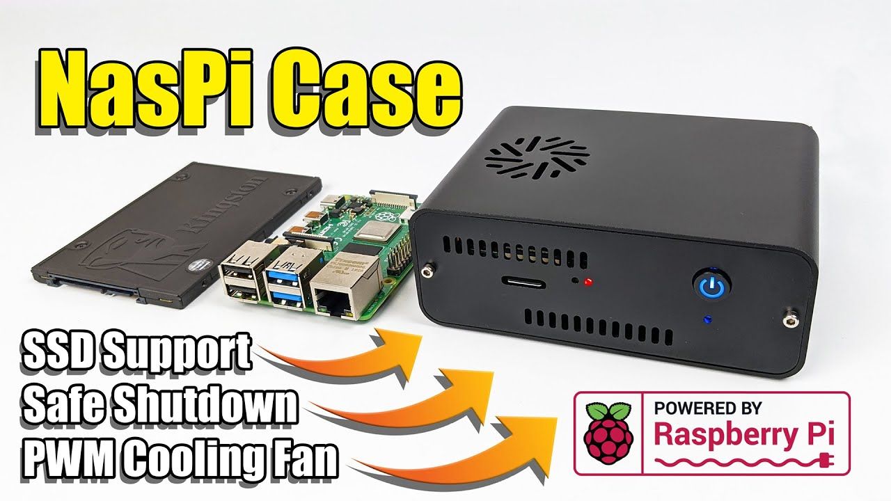 Awesome New Pi4 Case! SSD, PWM Cooling Fan, Safe Shutdown NASPi Case