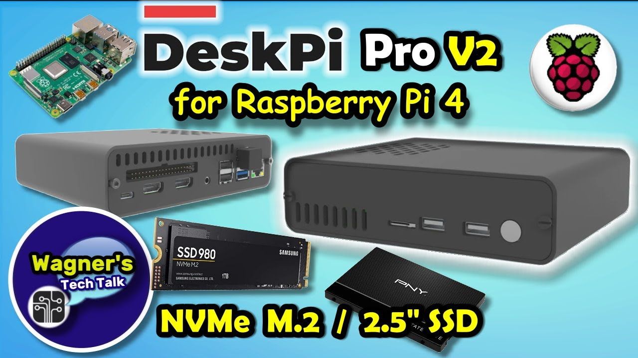 DeskPi Pro V2 Case for Raspberry Pi 4 Setup: M.2 + 2.5″ SSD Support, Full Size HDMI & Ice Tower
