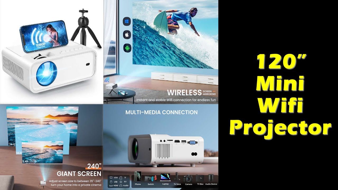 Mini WiFi Projector Up to 120 Inches Screen Size! Acrojoy Truvity 600W